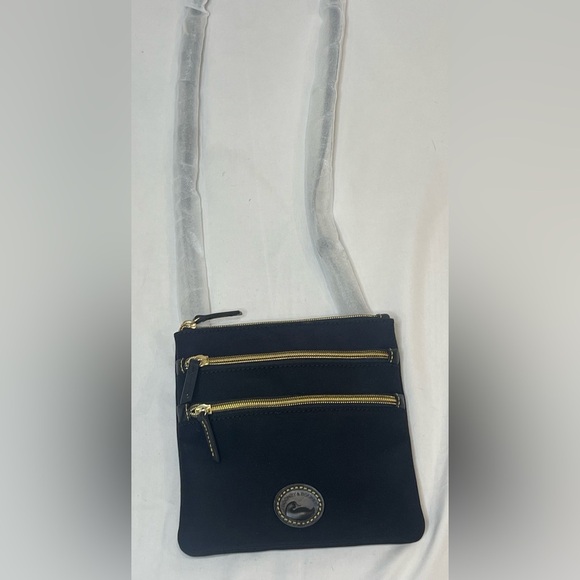 Dooney & Bourke Nylon North South Triple Zip Crossbody Bag - RARE Black LOGO NWT - Picture 1 of 10